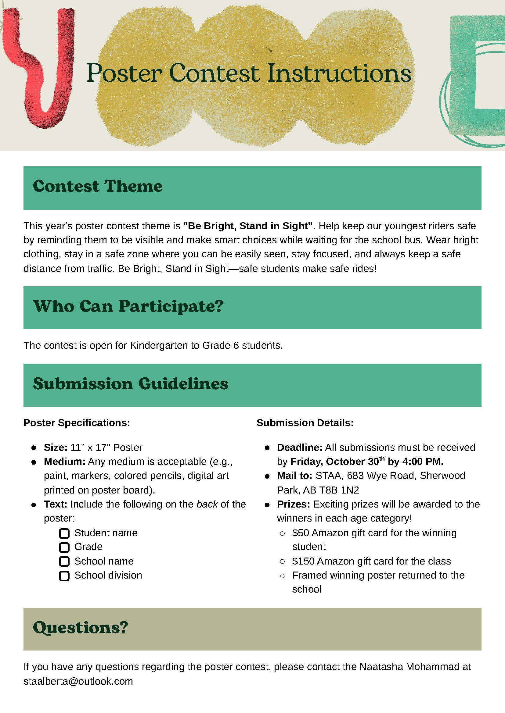 STAA Poster Contest Instructions 2026 Page 1