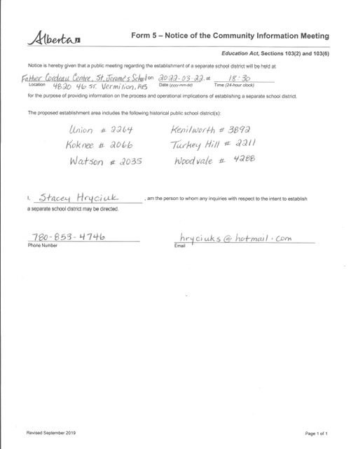 Separate School Establishment