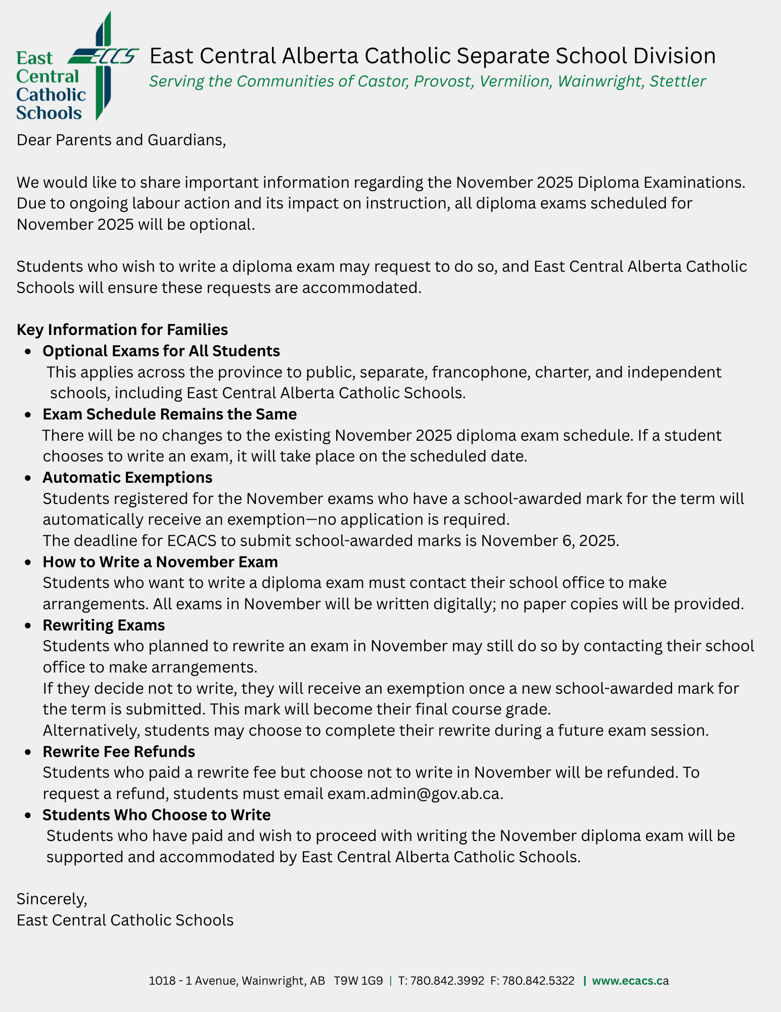 November 2025 Diploma Examinations