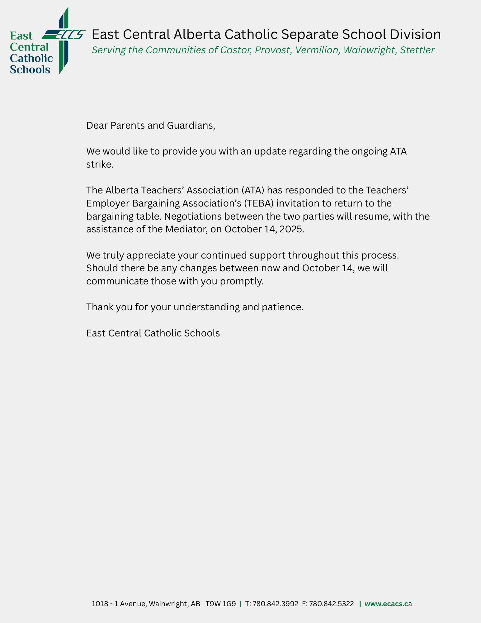 ATA and TEBA to Resume Negotiations